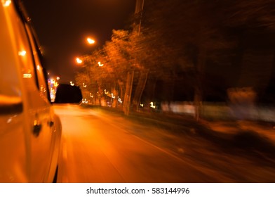 Abstract Car On Road In Lane To Night Day