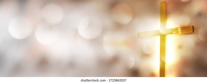 Abstract christian cross in church on clean background and bokeh. - Shutterstock ID 1723842037