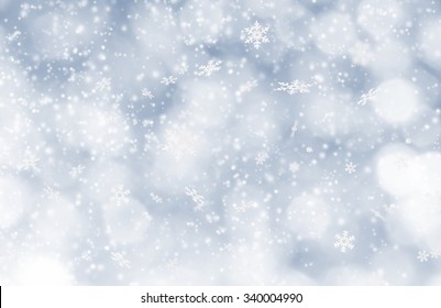 Abstract Christmas background with falling snow flakes