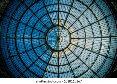 Abstract circular pattern of the glass dome of the Galleria Vittorio Emanuele II in Milan, Lombardy, Italy. - Powered by Shutterstock