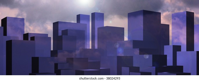 Abstract cityscape background with dramatic sky