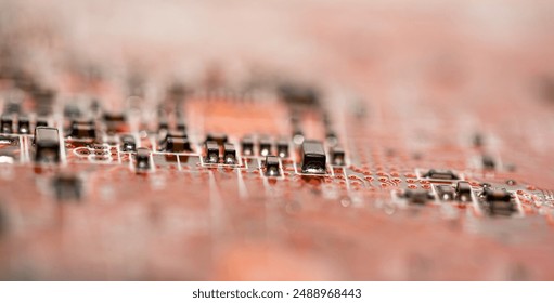 Abstract, Close up at electronic circuits, we see the technology of the mainboard, which is the important background of the computer. (logic board,cpu motherboard,Main board,system board,mobo)	
