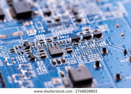 Abstract, Close up at electronic circuits, we see the technology of the mainboard, which is the important background of the computer. Electronic computer hardware technology,Motherboard digital chip.
