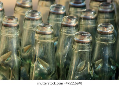 Abstract Close Up Image Of Old Fashioned Indian Soda Bottles