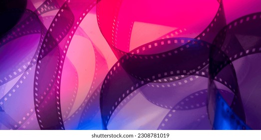 abstract color cinema background with film strip. film festival film production film industry concept - Shutterstock ID 2308781019