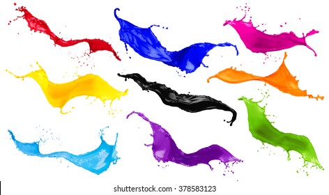 Abstract Color Splash Set Isolated On White Background