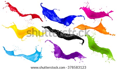 abstract color splash set isolated on white background