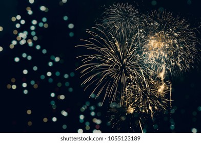 Abstract colored firework background with free space for text