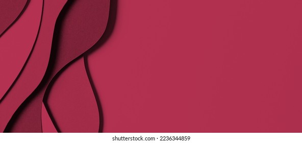 Abstract colored paper texture background. Minimal paper cut style composition with layers of geometric shapes and lines in viva magenta colors. Top view - Shutterstock ID 2236344859