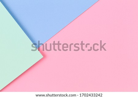 Abstract colored paper texture background. Minimal geometric shapes and lines in pastel pink, light blue and green colours