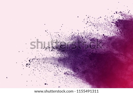 Abstract of colored powder explosion on white background. Multicolor powder splatted isolate. Colorful cloud. Colored dust explode. Paint Holi.