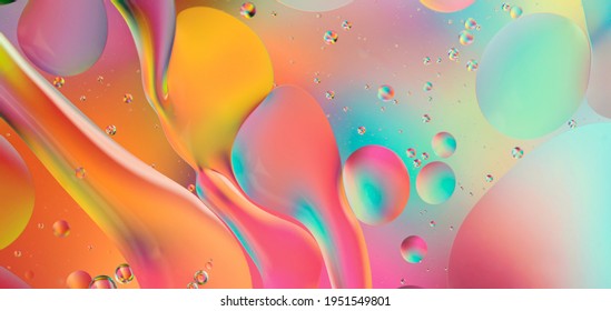 abstract colorful background, oil drops on water