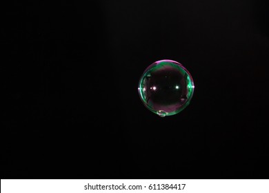 Abstract Colorful Soap Bubble On Black Background