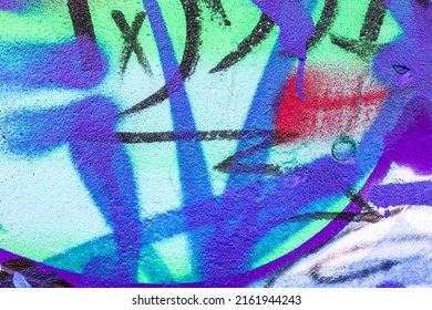 Abstract colorful teal, red, blue urban wall texture. Modern pattern for wallpaper design Creative modern urban city background for advertising mockups. Grunge messy street style new wave background