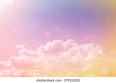 Abstract Colourful Dreamy Sky With Romantic Soft Mood