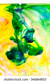 Abstract composition with ink and small bubbles. Beautiful background, texture and colors