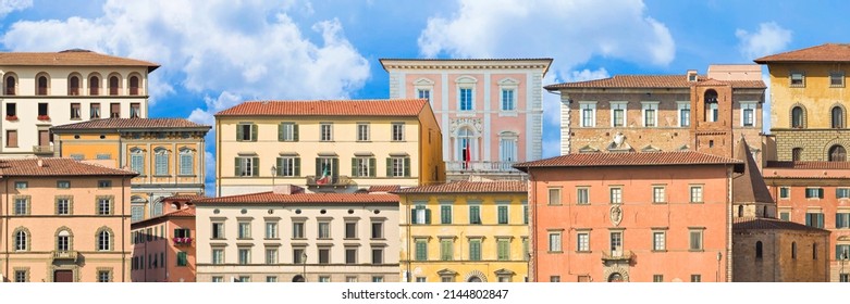 Abstract composition inspired of typical old Italian buildings landscape (Italy - Tuscany - Pisa city) - Old town silhouette concept image - Shutterstock ID 2144802847