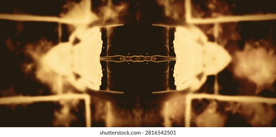 An abstract composition in warm tones, using symmetry to create a shape that feels almost alive. Soft textures and glowing patterns add a mystical dimension. The image evokes an ancient symbol or a stylized creature, suspended between dream and reality.