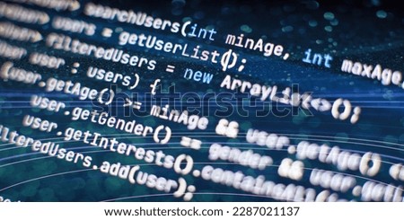 Abstract computer script code. New technology revolution.Technology background.