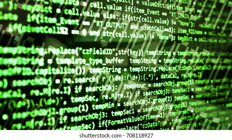 Abstract computer script code. Programming code screen of software developer. Software Programming Work Time. Code text written and created entirely by myself.