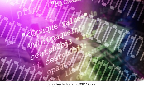 Abstract computer script code. Programming code screen of software developer. Software Programming Work Time. Code text written and created entirely by myself.