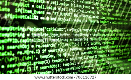 Abstract computer script code. Programming code screen of software developer. Software Programming Work Time. Code text written and created entirely by myself.