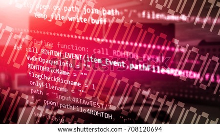 Abstract computer script code. Programming code screen of software developer. Software Programming Work Time. Code text written and created entirely by myself.