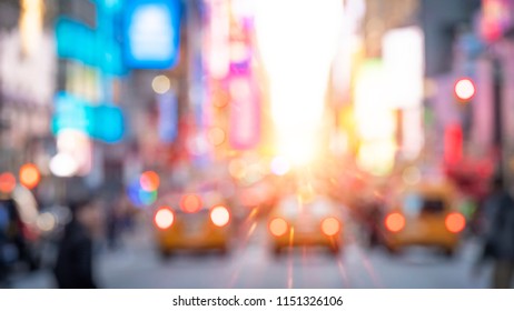 Abstract And Conceptual Photo O New York City At Times Square At Sunset.