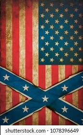 Abstract confederate and American flag concept grunge background