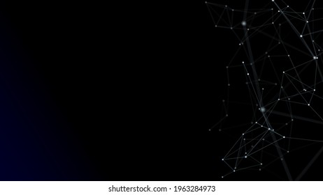 Abstract connected dots and lines on black background. Communication and technology network concept with moving lines and dots - Shutterstock ID 1963284973