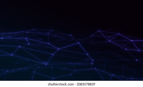 Abstract connected dots and lines surface background. Communication and technology network concept with moving lines and dots