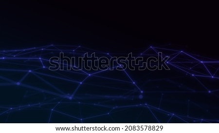 Abstract connected dots and lines surface background. Communication and technology network concept with moving lines and dots