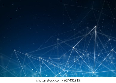 Abstract Connected Dots Wireless Communication Network On Space Background , Abstract Image Visual, Internet Of Things .