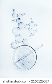 Abstract cosmetic laboratory. Chemical laboratory research. Cosmetic Essence Molecule Bubble - Shutterstock ID 2160126087