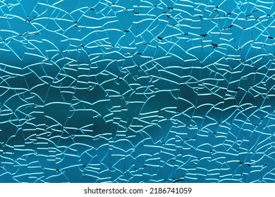 Abstract Crack Glass Plexiglass Texture Background Broken Detail Blue Color