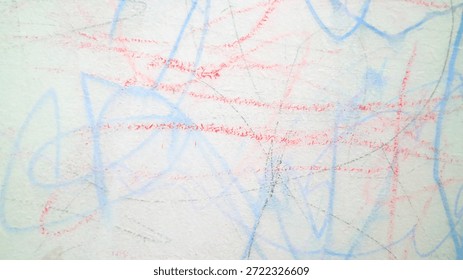 Abstract Crayon Scribble Texture on White Surface, Colorful Childlike Drawing Background