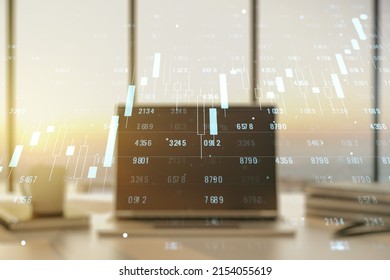 Abstract Creative Analytics Data Spreadsheet On Modern Computer Background, Analytics And Analysis Concept. Multiexposure