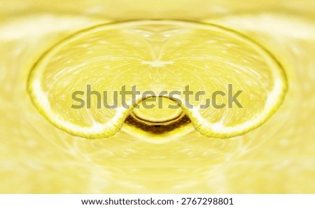 Abstract creative lemon slice background with spherical distortion and liquid effect.