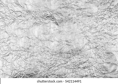 Abstract Crumpled Silver Aluminum Foil Background Texture