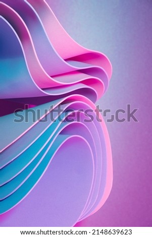 Abstract curly elements with neon led illumination. Retro futurism background.