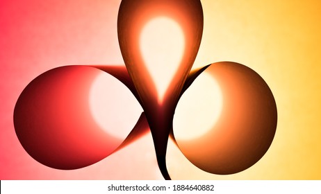 Abstract Curved Sheets Of Paper Pattern Macro Art. Glowing Orange And Yellow Curves And Lines Background. Tear Drop Shapes And Circle Artwork