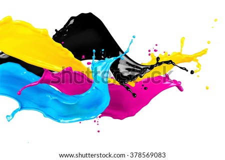 abstract CYMK color splash isolated on white background