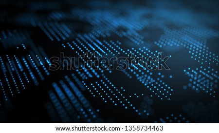 Abstract dark and blue digital background. Big data digital code, Data Communication and Transfer of DNA Biology. Futuristic information technology concept.