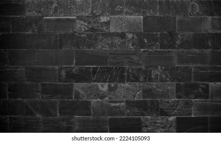 Abstract dark brick wall texture background pattern, Wall brick surface texture. Brickwork painted of black color interior old clean concrete grid uneven, Home or office design backdrop decoration. - Shutterstock ID 2224105093