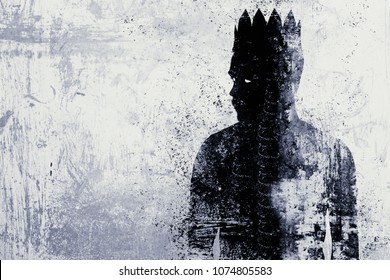 Abstract Dark King Sketch On Textured Concrete Wall Background