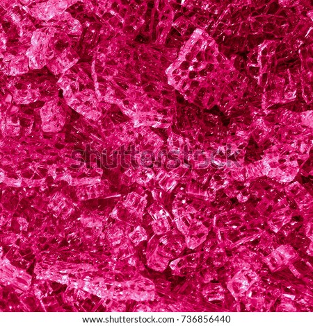 Abstract dark ruby red design texture background of shattered glass. Shards of luck, blood coagulation, love crashes or insurance concepts.
