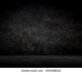 Abstract Dark Tile Cement Wall Texture For Interior Background