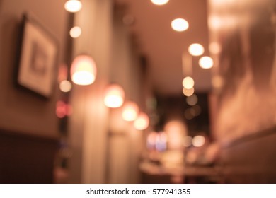 abstract defocused background of interior of cafe or restaurant with beautiful bokeh