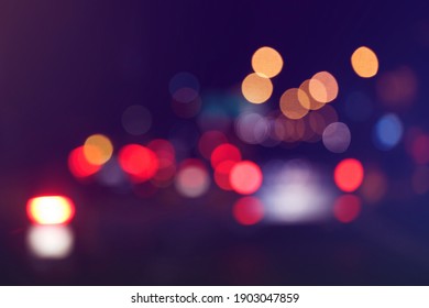 Abstract Defocused Bokeh Lights Background. Night City Street