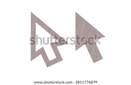 Abstract Denim Fabric Texture Mouse Cursor Pointer Symbol Icon Set Isolated on White Background